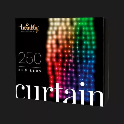 Гірлянда Smart LED Twinkly Pro Curtain RGB 250, AWG22, IP65, чорний в Нетішині