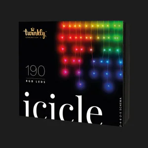 Гирлянда Smart LED Twinkly Icicle RGB 190, Gen II, IP44, длина 5м, кабель прозрачный в Александрии