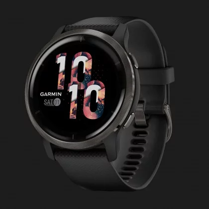 Годинник Garmin Venu 2 Slate Stainless Steel Bezel with Black Case and Silicone Band (010-02430-11/01)