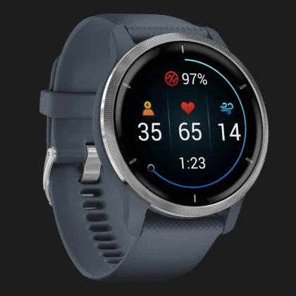 Garmin Venu 2 Silver Stainless Steel Bezel with Granite Blue Case and Silicone Band в Стрыю