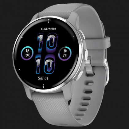 Годинник Garmin Venu 2 Plus Silver Stainless Steel Bezel with Powder Gray Case and Silicone Band