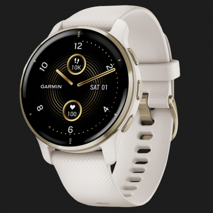 Годинник Garmin Venu 2 Plus Cream Gold Stainless Steel Bezel with Ivory Case and Silicone Band