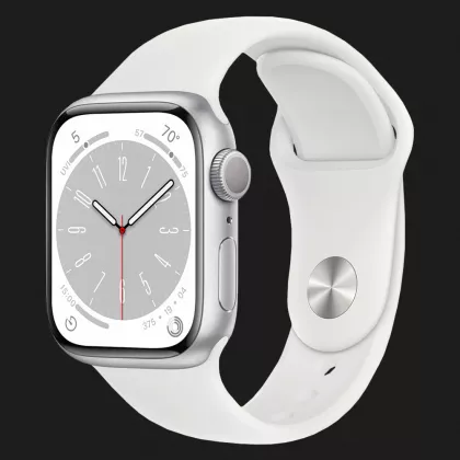 Apple Watch Series 8 41mm Silver Aluminum Case with White Sport Band (MP6K3, MP6L3) в Херсоне