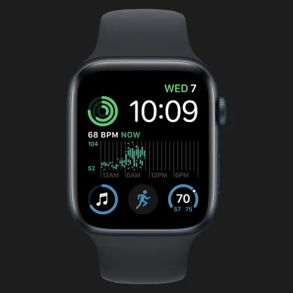 Apple Watch SE 2 44mm Midnight Aluminum Case with Midnight Sport Band (MNK03)