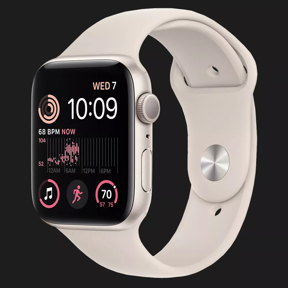 Apple Watch SE 2 44mm Starlight Aluminum Case with Starlight Sport Band (MNJX3)