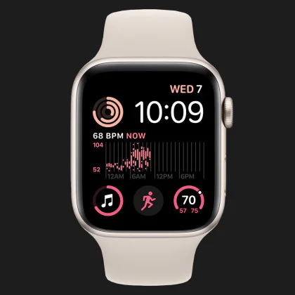 Apple Watch SE 2 44mm Starlight Aluminum Case with Starlight Sport Band (MNJX3)