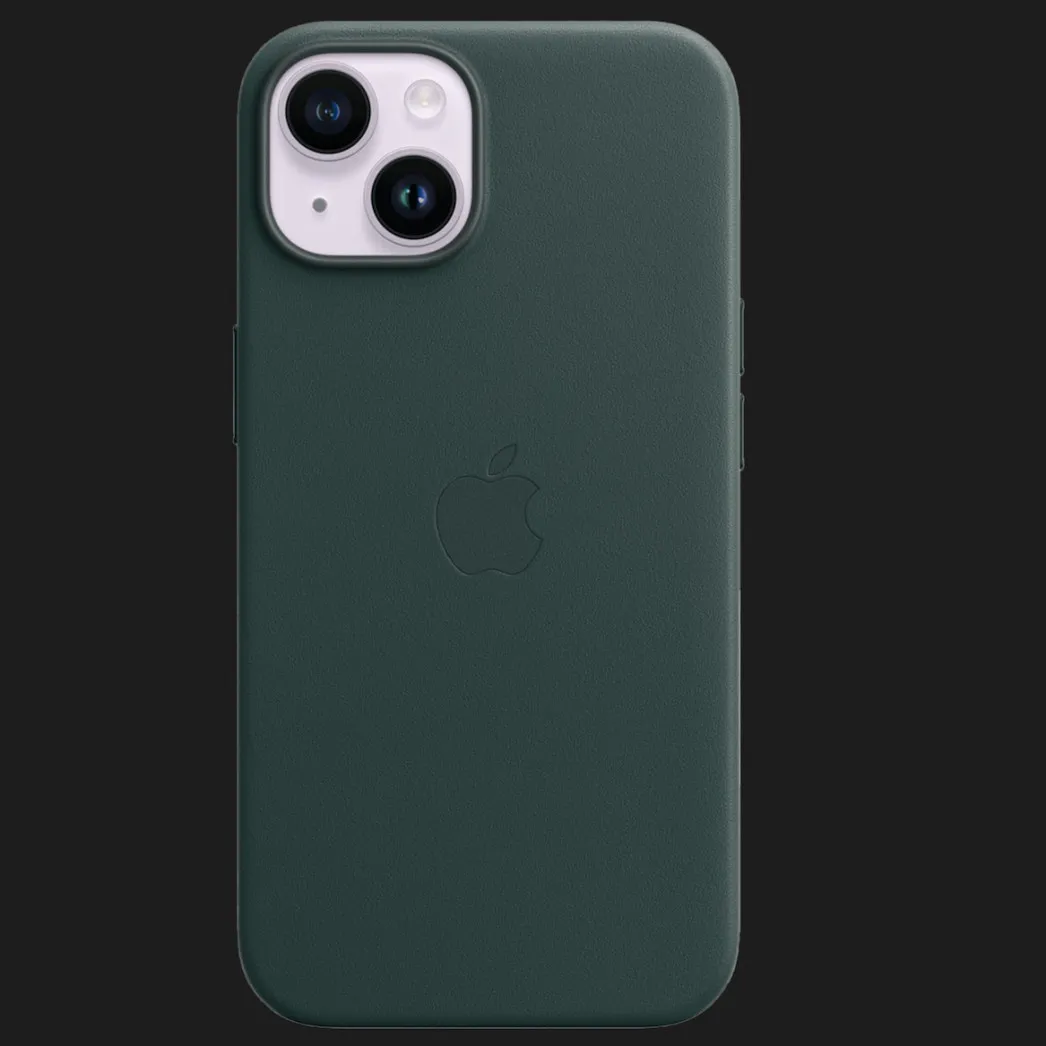 Оригинальный чехол Apple Leather Case with MagSafe для iPhone 14 (Forest Green) (MPP53)
