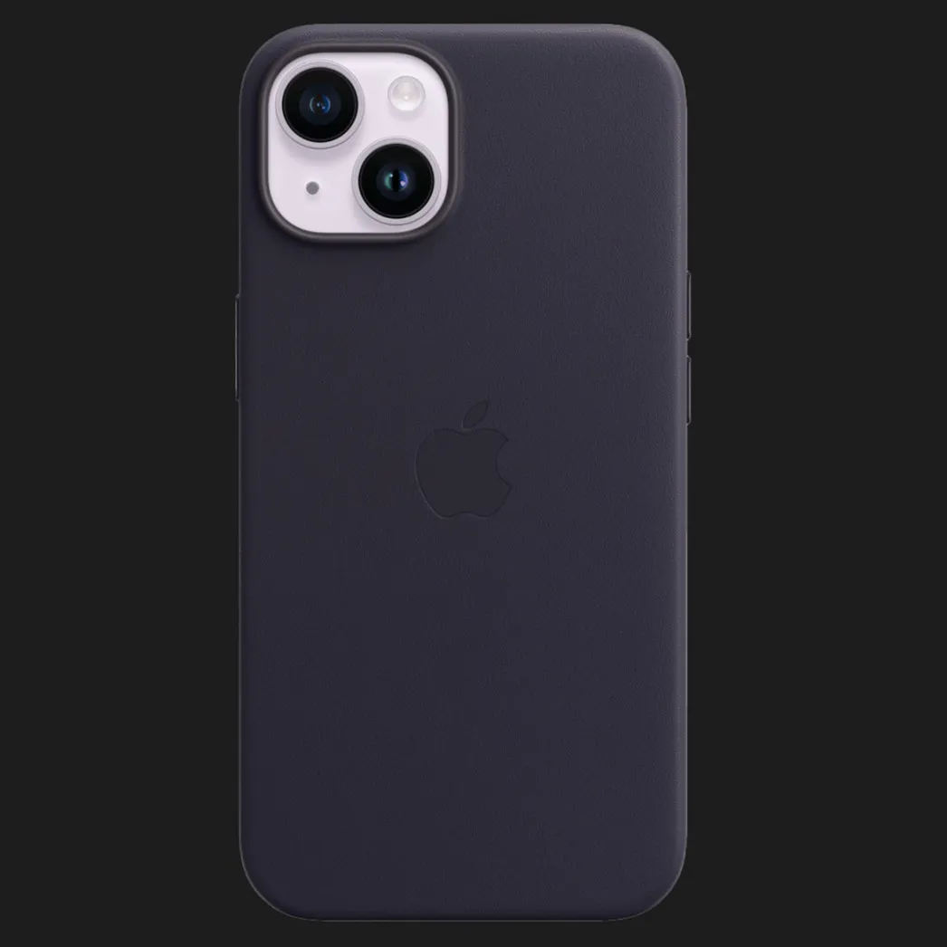 Оригинальный чехол Apple Leather Case with MagSafe для iPhone 14 (Ink) (MPP63)
