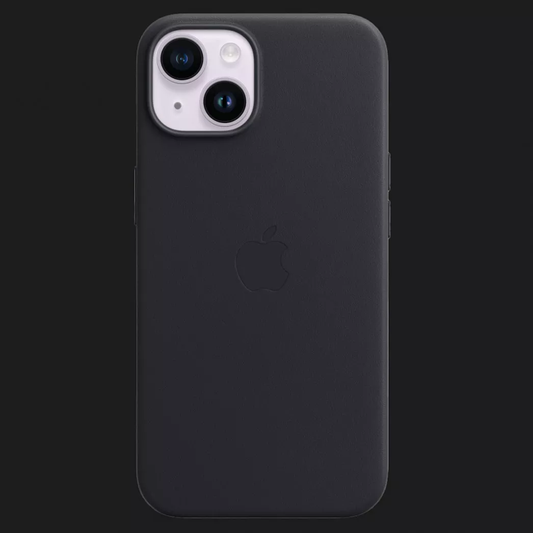 Оригинальный чехол Apple Leather Case with MagSafe для iPhone 14 (Midnight) (MPP43)
