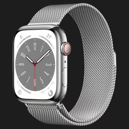 Apple Watch Series 8 45mm GPS + LTE, Silver Stainless Steel Case with Silver Milanese Loop (MNKJ3) в Броварах