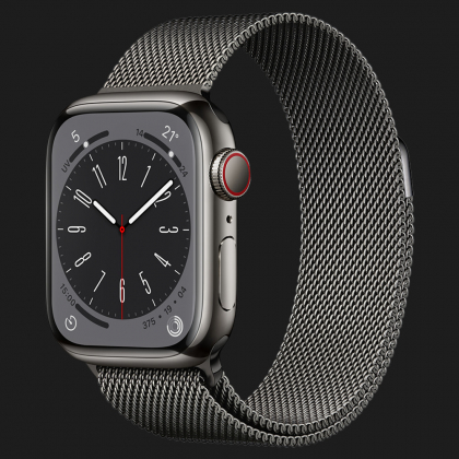 Apple Watch Series 8 41mm GPS + LTE, Graphite Stainless Steel Case with Graphite Milanese Loop (MNJL3, MNJM3) в Киеве