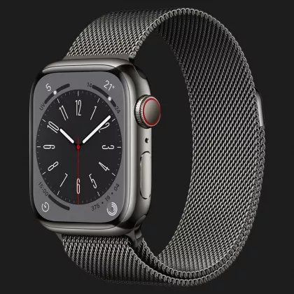 Apple Watch Series 8 41mm GPS + LTE, Graphite Stainless Steel Case with Graphite Milanese Loop (MNJL3, MNJM3)