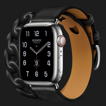 Apple Watch Series 8 41mm Hermès Silver Stainless Steel Case with Noir Gourmette Double Tour Калуші