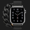 Apple Watch Series 8 41mm Hermès Silver Stainless Steel Case with Noir Gourmette Double Tour