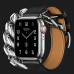 Apple Watch Series 8 41mm Hermès Silver Stainless Steel Case with Noir Gourmette Metal Double Tour