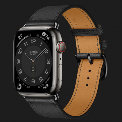 Apple Watch Series 8 45mm Hermès Space Black Stainless Steel Case with Noir Single Tour