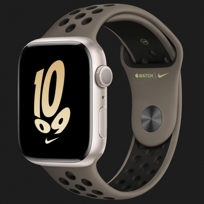 Apple Watch Series 8 45mm Starlight Aluminum Case with Olive Grey/Black Nike Sport Band