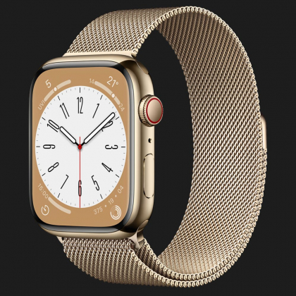 Apple Watch Series 8 41mm GPS + LTE, Gold Stainless Steel Case with Gold Milanese Loop (MNJF3) в Киеве