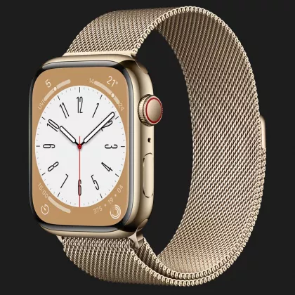 Apple Watch Series 8 45mm GPS + LTE, Gold Stainless Steel Case with Gold Milanese Loop (MNKQ3) в Дрогобыче