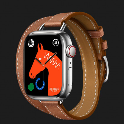 Apple Watch Series 8 41mm Hermès Silver Stainless Steel Case with Gold Attelage Double Tour в Хусті