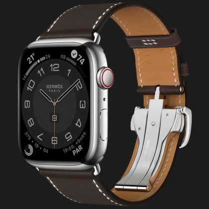 Apple Watch Series 8 45mm Hermès Silver Stainless Steel Case with Ébène Single Tour Deployment Buckle у Луцьк
