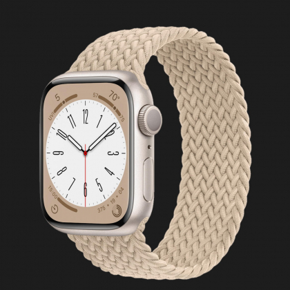 Apple Watch Series 8 41mm Starlight Aluminum Case with Beige Braided Solo Loop