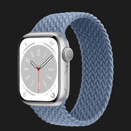 Apple Watch Series 8 45mm Silver Aluminum Case with Slate Blue Braided Solo Loop