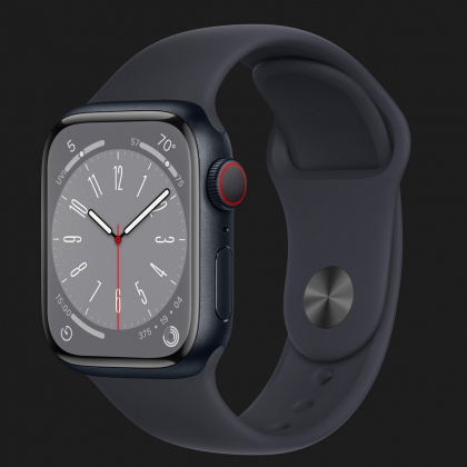 Apple Watch Series 8 45mm GPS + LTE, Midnight Aluminium Case with Midnight Sport Band (MNK43)