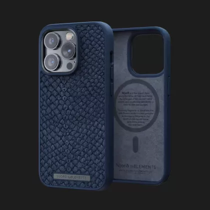 Чохол Elements Njord Salmon Leather MagSafe для iPhone 14 Pro (Blue)