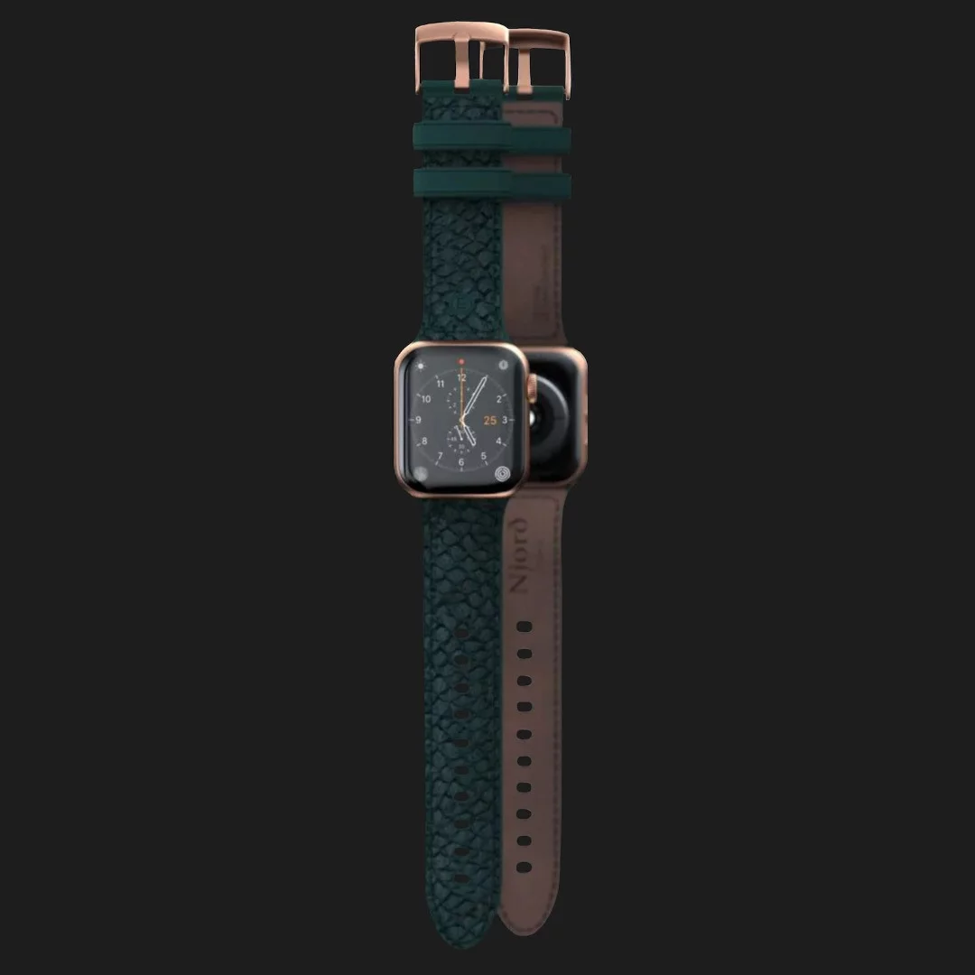 Ремешок Elements Njord Salmon Leather Strap для Apple Watch 49/46/45/44mm (Dark Green) (SL14122)