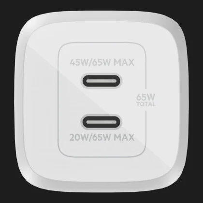 Зарядний пристрій Belkin 65W GAN PD PPS Dual USB-С - USB-С 2m (White)