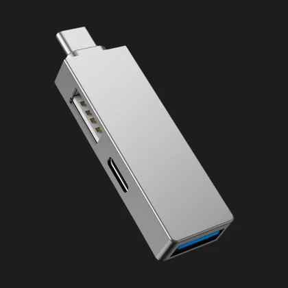 WiWU T02 Pro Type-C to 2 USB 3.0 with USB 2.0 with USB-C Silver у Львові