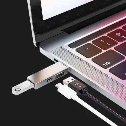 WiWU T02 Pro Type-C to 2 USB 3.0 with USB 2.0 with USB-C Silver у Львові