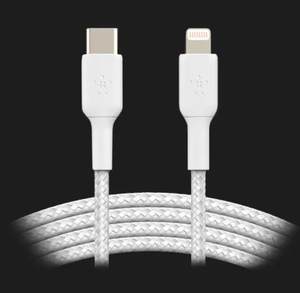 Кабель Belkin Braided USB-С to Lightning 2m (White)