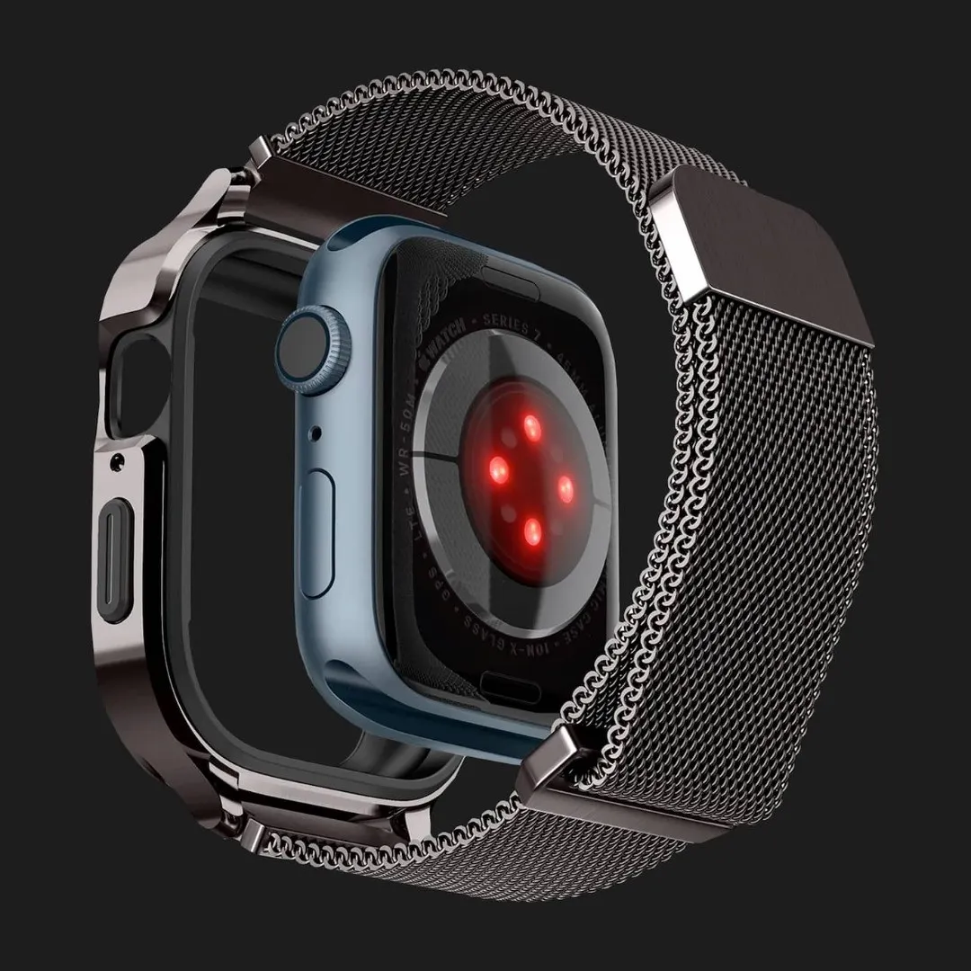 Чехол-ремешок Spigen Metal Fit Pro для Apple Watch 44/45mm (Graphite)