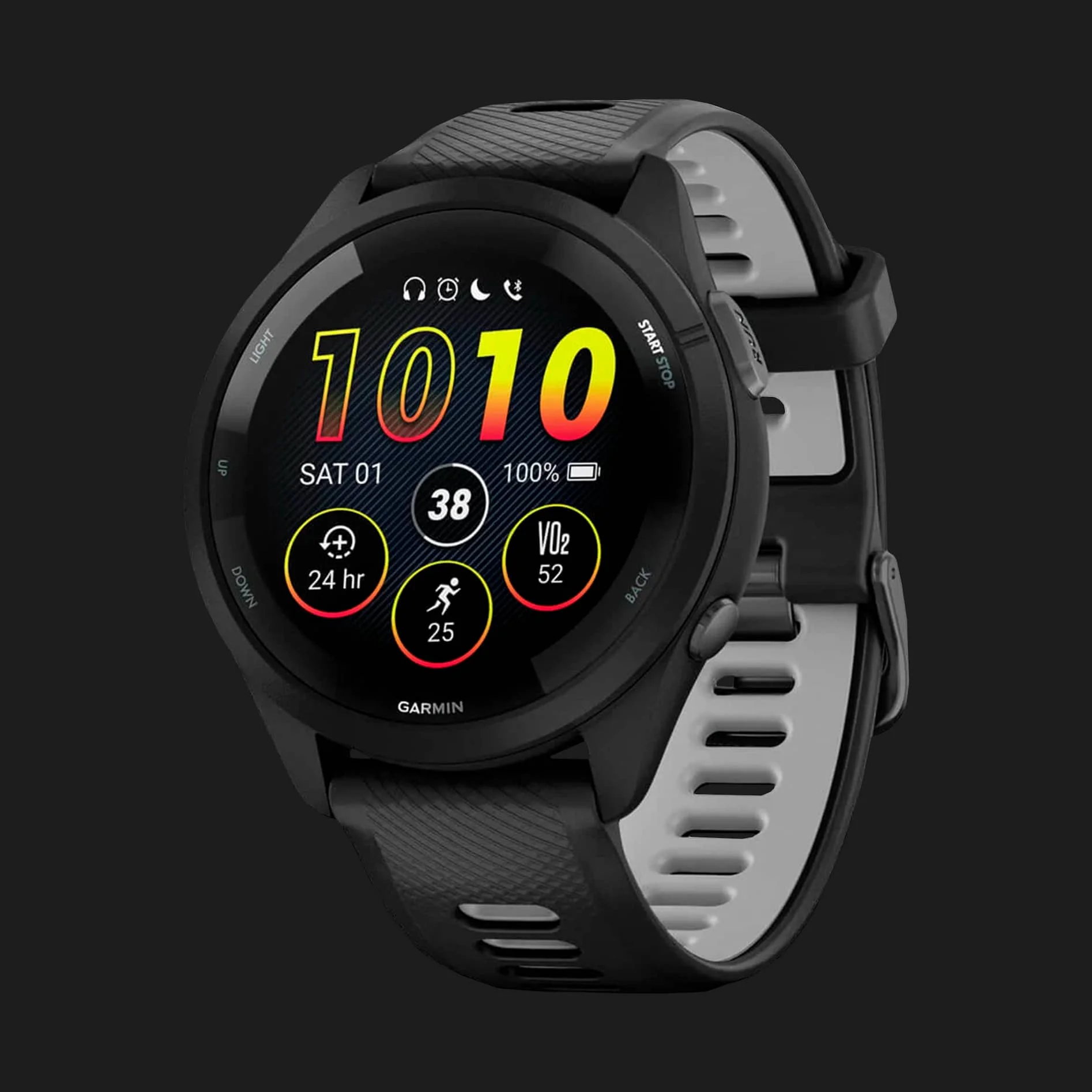 Garmin Forerunner 265 Black Bezel and Case with Black/Powder Gray Silicone Band