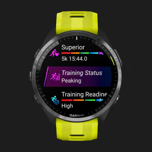 Garmin Forerunner 965 Carbon Gray DLC Titanium Bezel with Black Case and Amp Yellow/Black Silicone Band в Бердичеві
