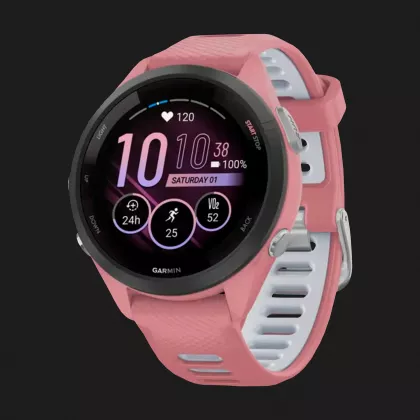 Garmin Forerunner 265S Black Bezel with Light Pink Case and Light Pink/Whitestone Silicone Band в Дубно