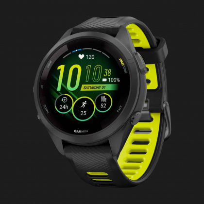 Garmin Forerunner 265S Black Bezel and Case with Black/Amp Yellow Silicone Band в Чорткове