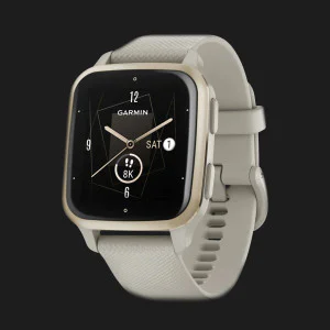 Garmin Venu Sq 2 Music Edition Cream Gold Aluminum Bezel with French Gray Case and Silicone Band