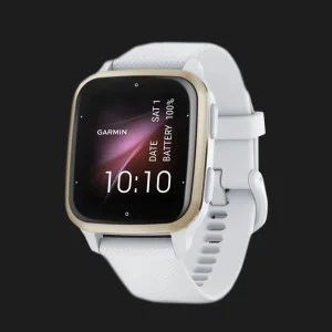 Garmin Venu Sq 2 Cream Gold Aluminum Bezel with White Case and Silicone Band