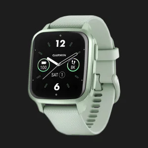 Garmin Venu Sq 2 Metallic Mint Aluminum Bezel with Cool Mint Case and Silicone Band