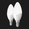 Умная лампа Philips Hue E14, 5.5W (40Вт), 2700K, White, ZigBee, Bluetooth, регулировка яркости, 2шт