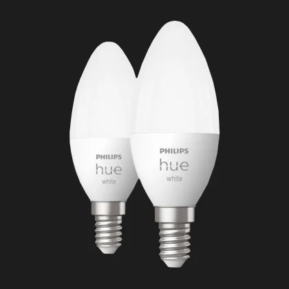 Розумна лампа Philips Hue E14, 5.5W (40Вт), 2700K, White, ZigBee, Bluetooth, регулювання яскравості, 2шт в Черкасах