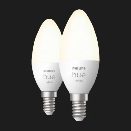 Розумна лампа Philips Hue E14, 5.5W (40Вт), 2700K, White, ZigBee, Bluetooth, регулювання яскравості, 2шт в Києві