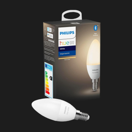Розумна лампа Philips Hue E14, 5.5W(40Вт), 2700K, Bluetooth, з регулюванням яскравості світла (White)