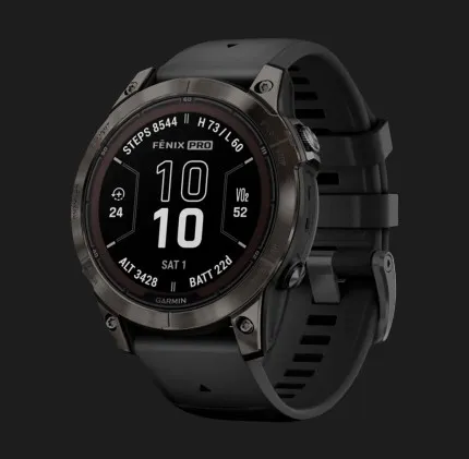 Garmin Fenix 7 Pro Sapphire Solar Carbon Gray DLC Titanium with Black Band