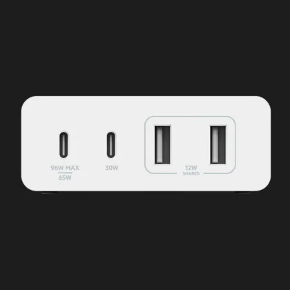 Зарядний пристрій Belkin 4-Port GaN 108W 2x USB-C, 2x USB-A (White)