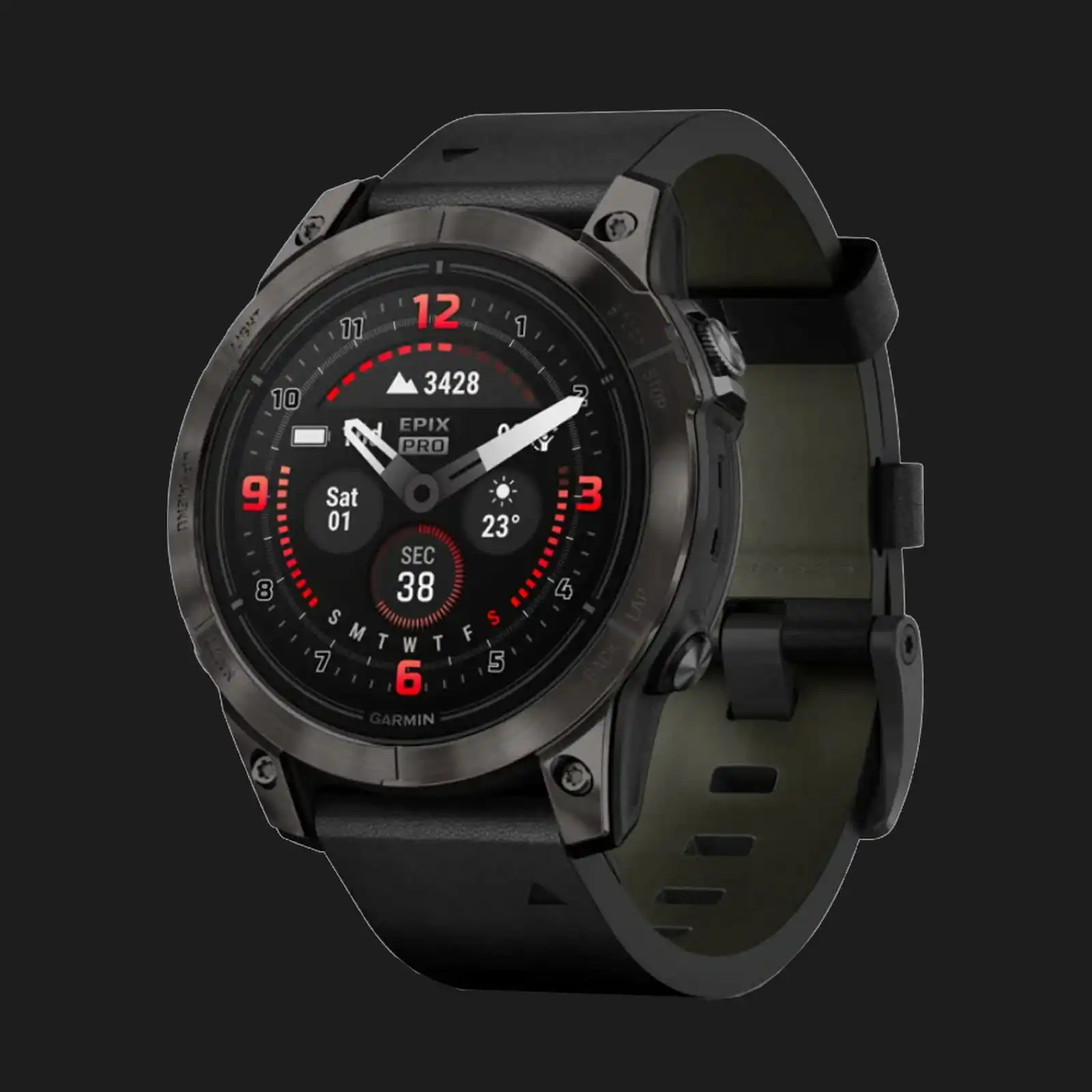 Garmin Epix Pro (Gen 2) Sapphire 47mm Carbon Gray DLC Titanium with Black Leather Band