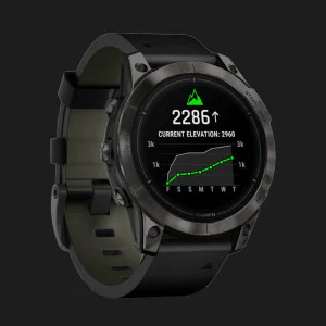 Garmin Epix Pro (Gen 2) Sapphire 47mm Carbon Gray DLC Titanium with Black Leather Band в Бердичеві